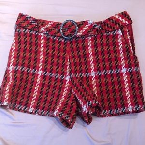 plaid red shorts